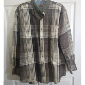 Roper XL Mens Vintage Plaid Long Sleeve Button Front Western Shirt Brown Country